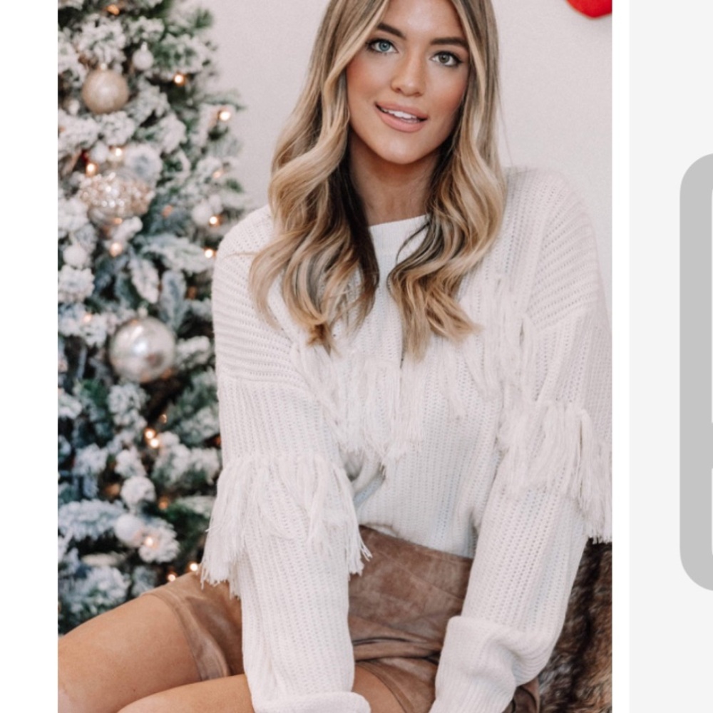 Elegant White Fringe Sweater